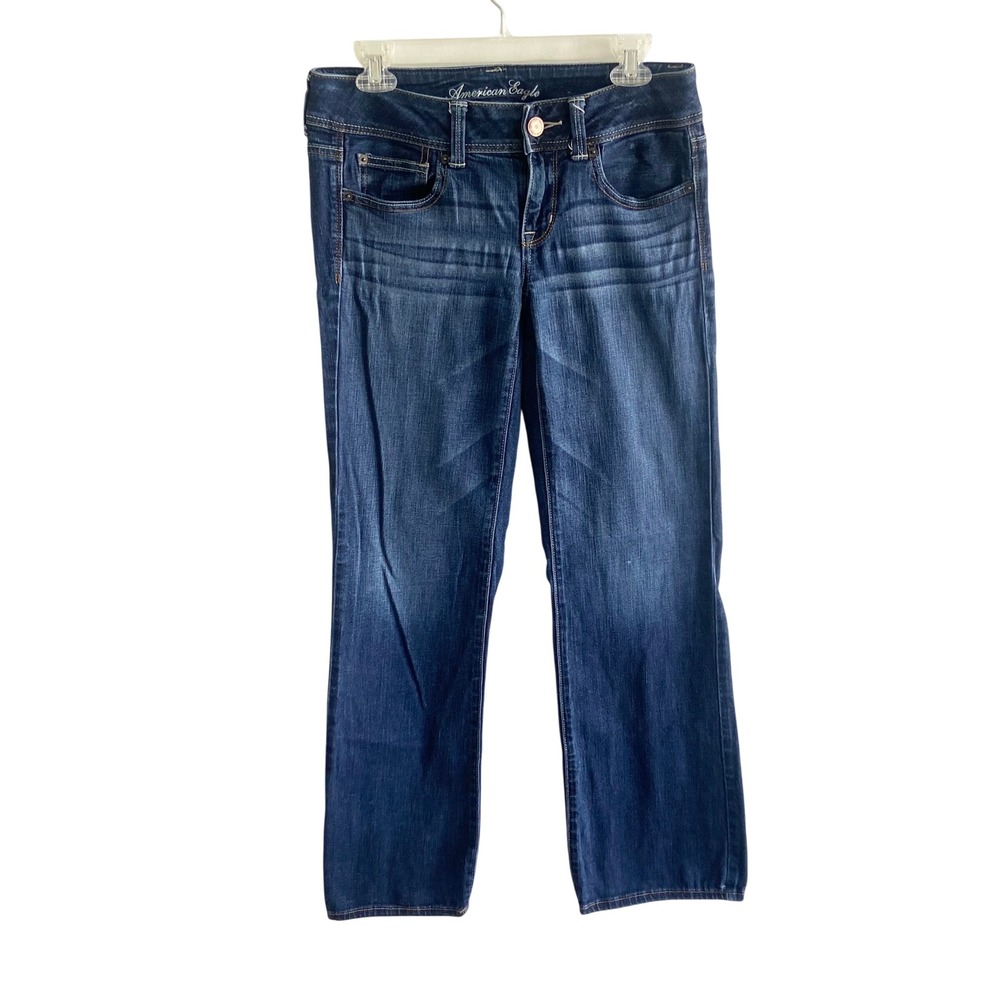 American Eagle Slim Boot Jeans Dark Wash Denim Size 6 Regular Stretch Bootcut